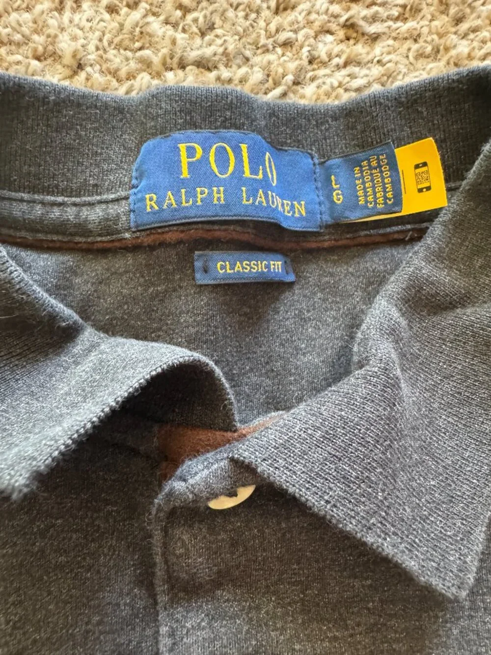 Polo Ralph Lauren Button Long Sleeve Henley Dark Gray Size Large Men's